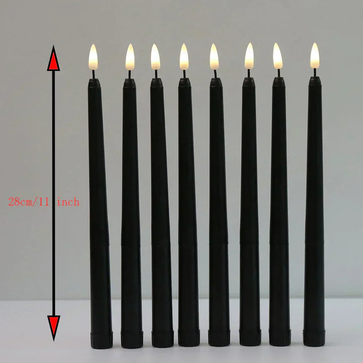 Sorte LED Lys uden Flamme med Fjernbetjening