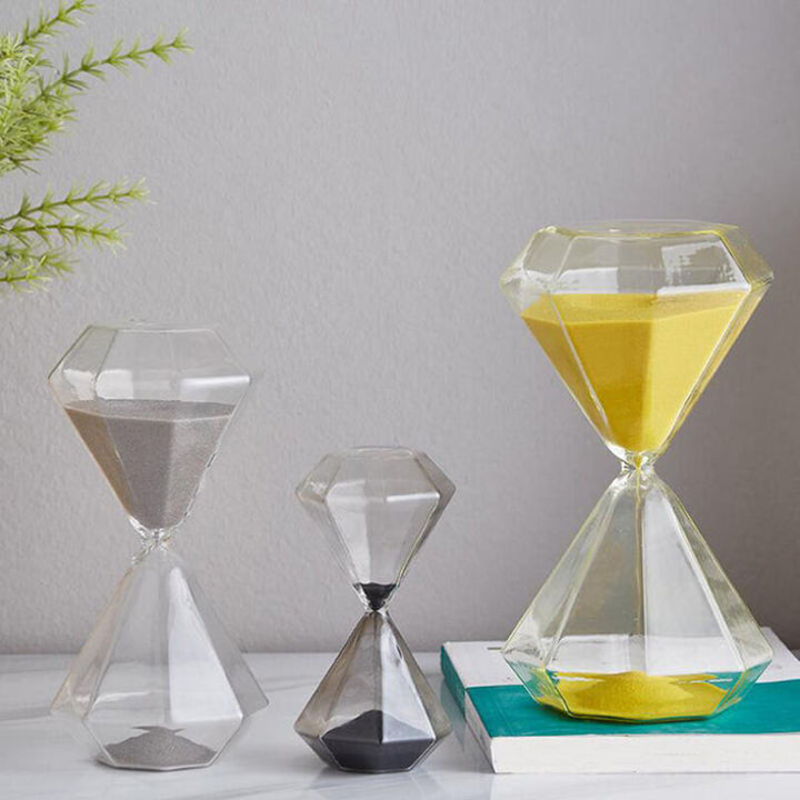 Diamantformet Glas Timeglas med Farverigt Sand - 5-60 Minutters Timer