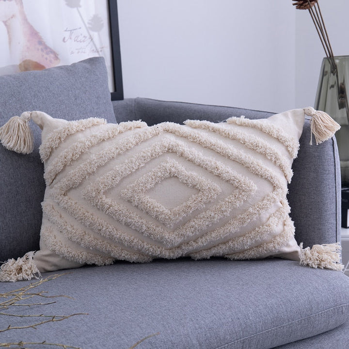 Boho Pude Covers med Frynser og Zigzag Mønster