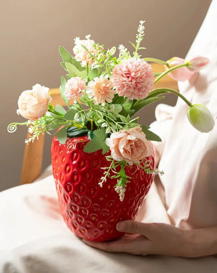 Jordbærformet Keramisk Vase til Blomsterarrangementer