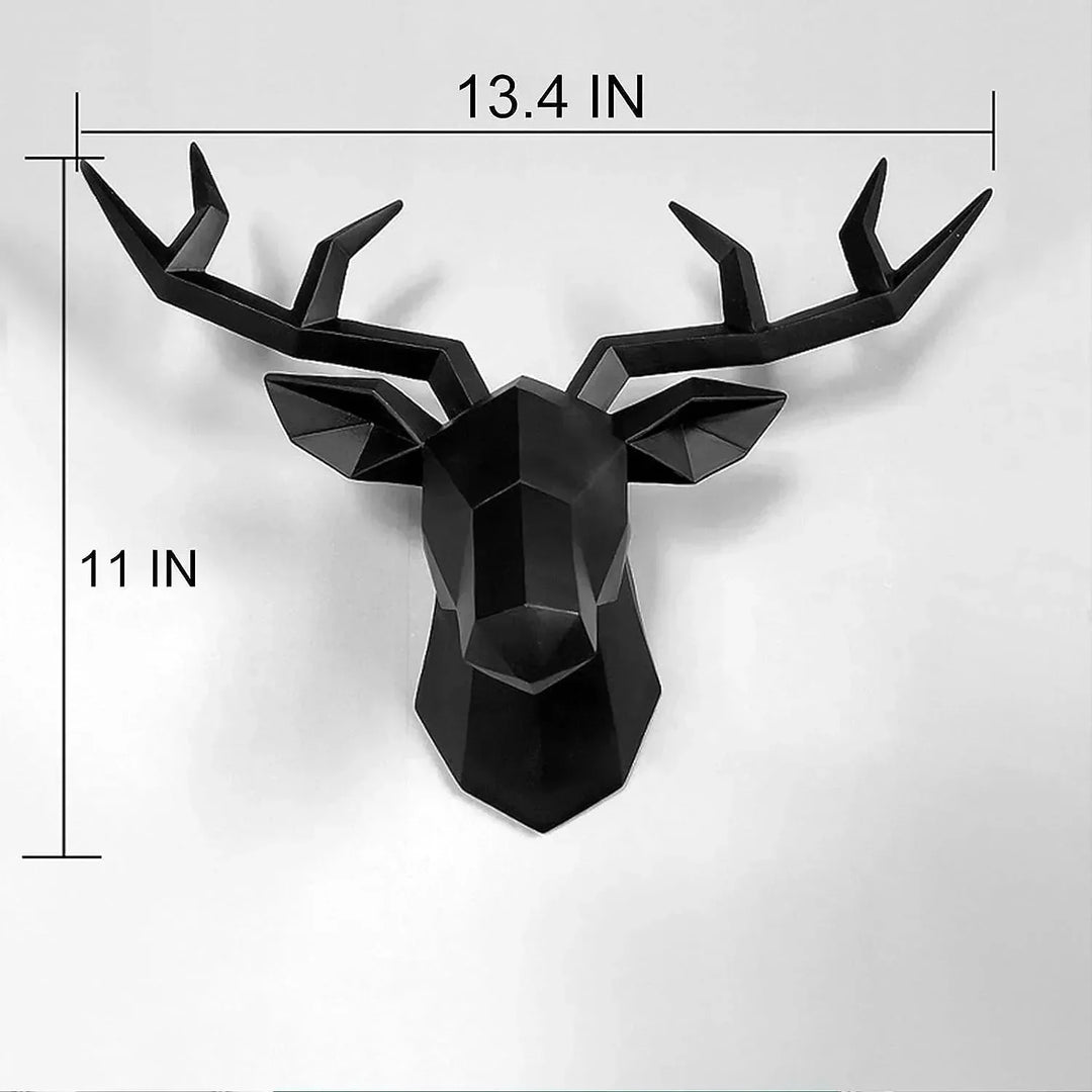 3D Geometrisk Hjortehoved Vægskulptur i Miljøvenlig Harpiks