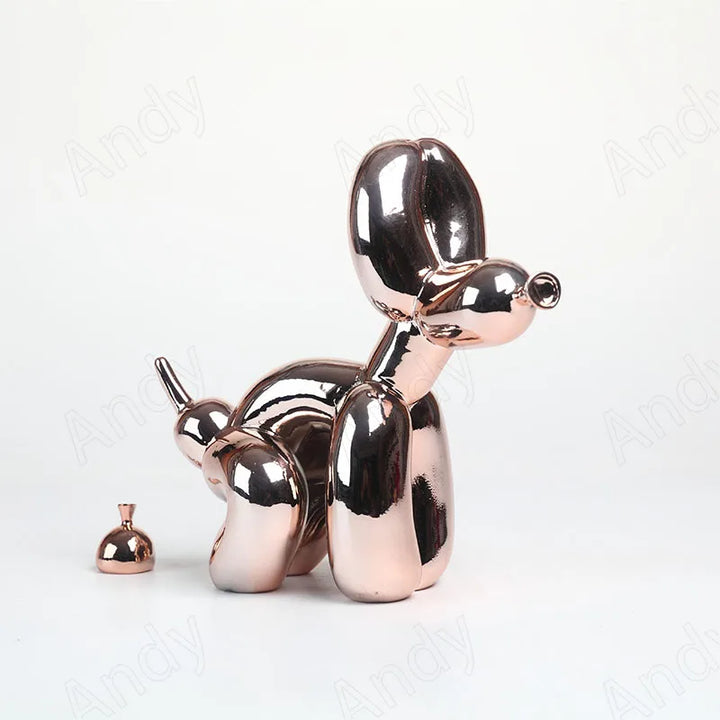 Minimalistisk Ballon Hund Ornament i Glansfuld Hvid