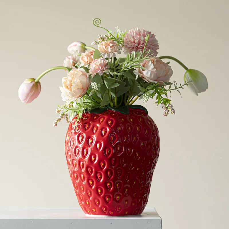 Jordbærformet Keramisk Vase til Blomsterarrangementer
