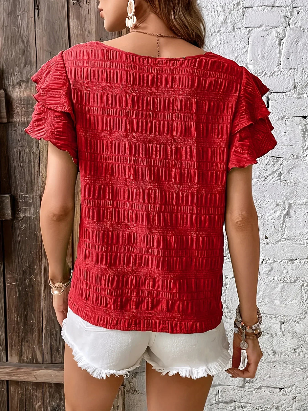 Charmaine™ | Let og Luftig Bluse med Sjove Flæser