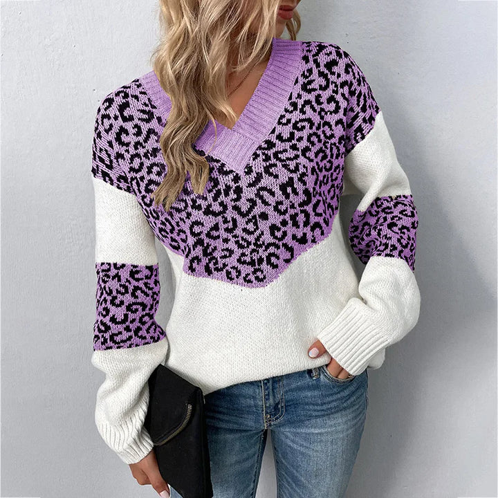 Gabriela™ | Elegant V-hals Sweater Leopard