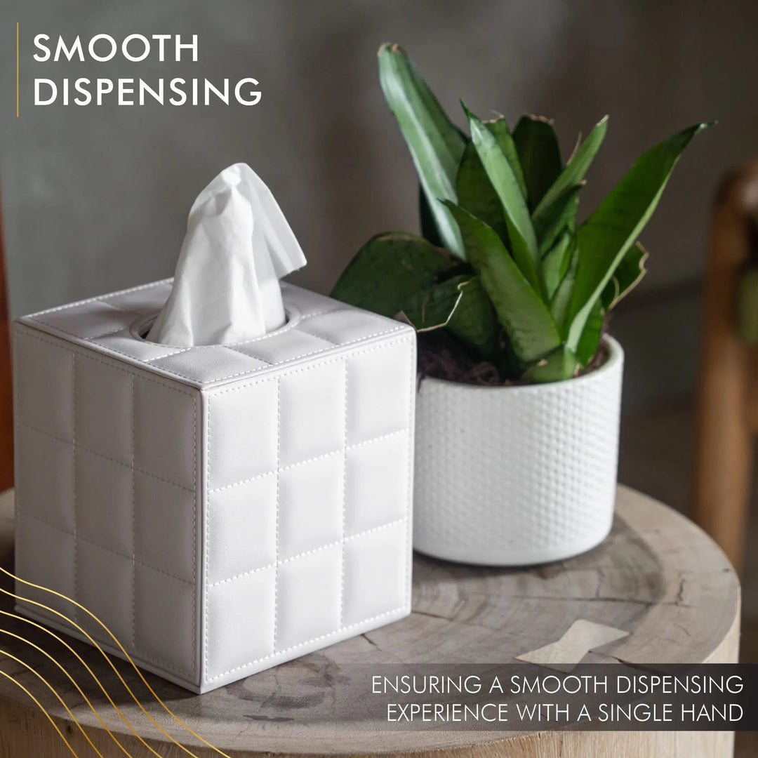 Firkantet Læder Tissue Box Holder med Serviet Dispenser