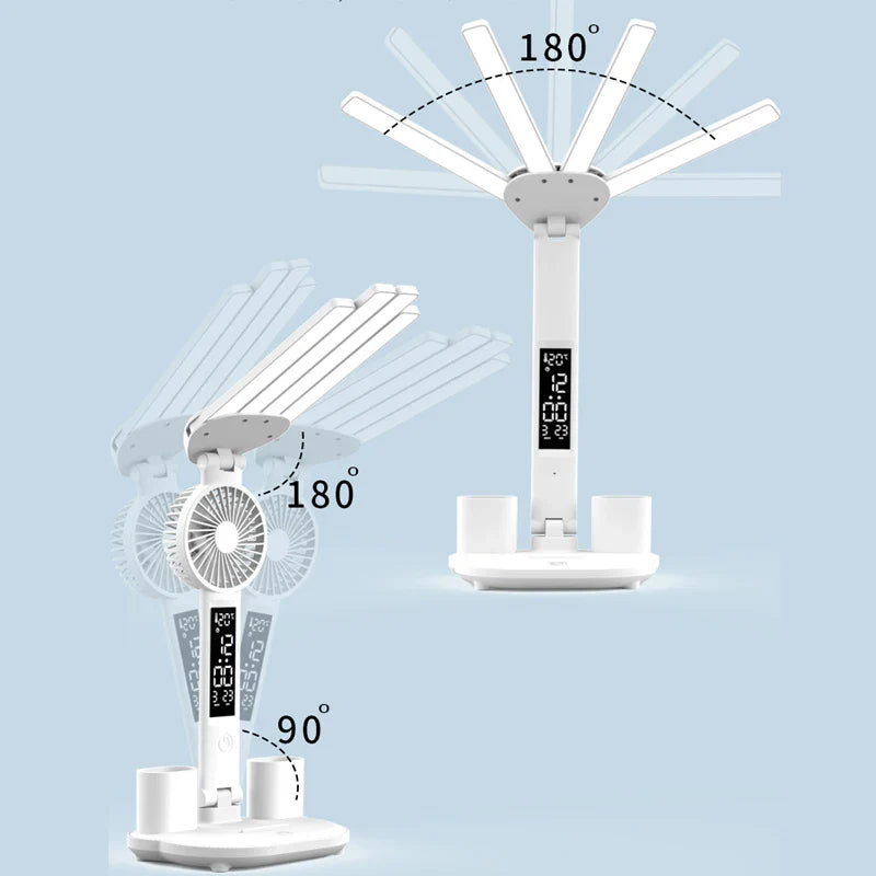 Multifunktionel Smart Bordlampe med Blæser og Digitalur