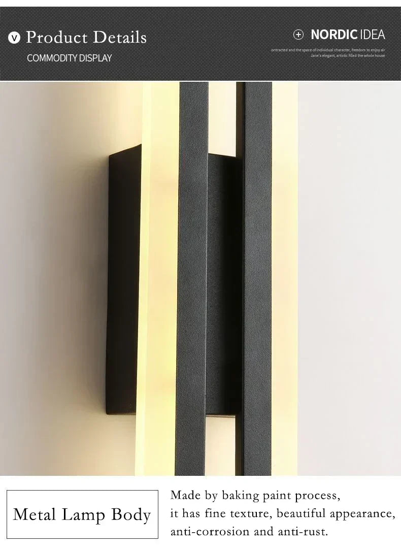 Moderne Sort og Guld LED Væglampe med Justerbar Akrylskærm