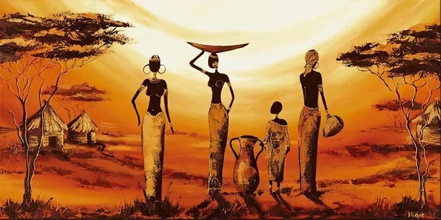 Abstrakt Lærred Kunsttryk af Afrikansk Kvinde