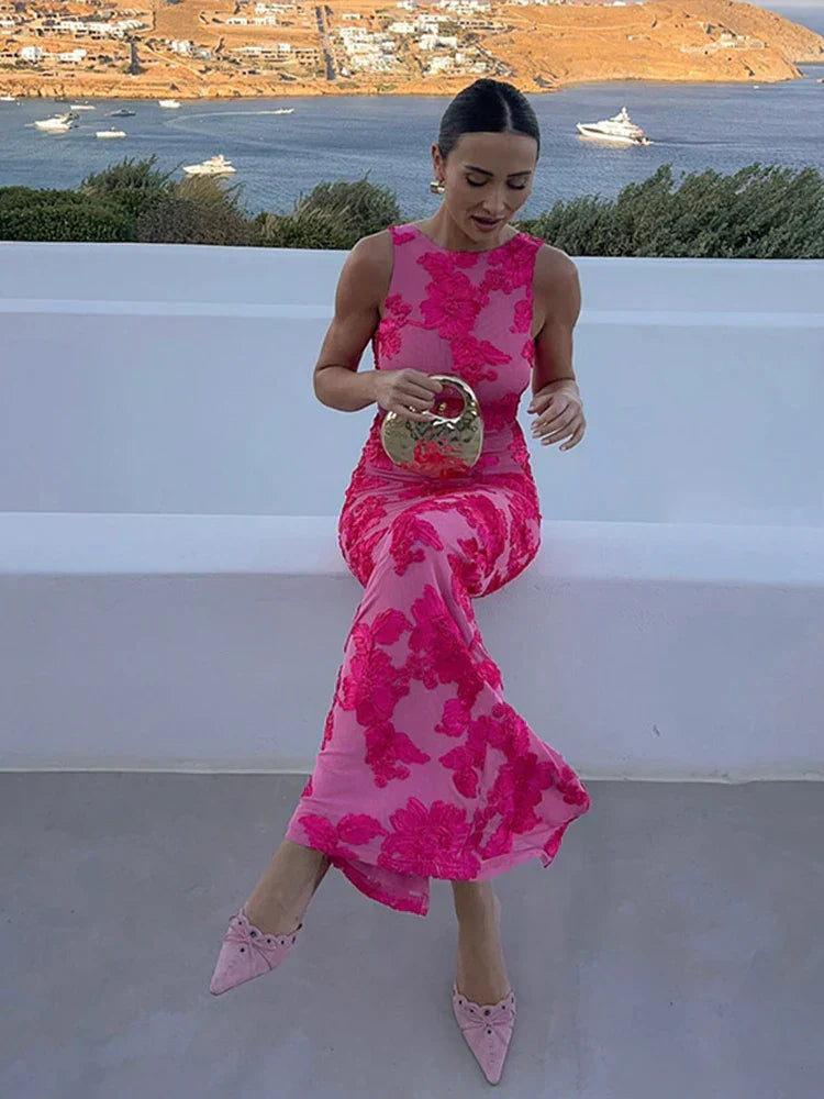 Lily™ | Elegant Maxi Kjole med Blomsterprint i Pink