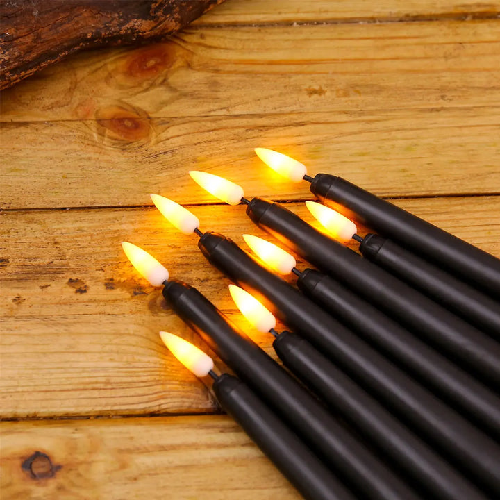 Sorte LED Lys uden Flamme med Fjernbetjening