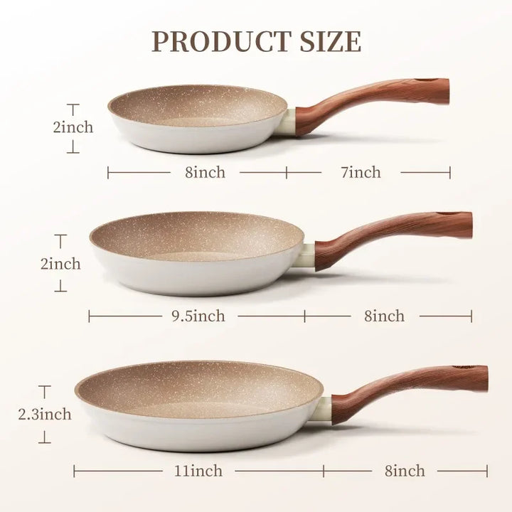 Granite Nonstick Stegepande i Aluminium med Cool Håndtag, 20-28 cm