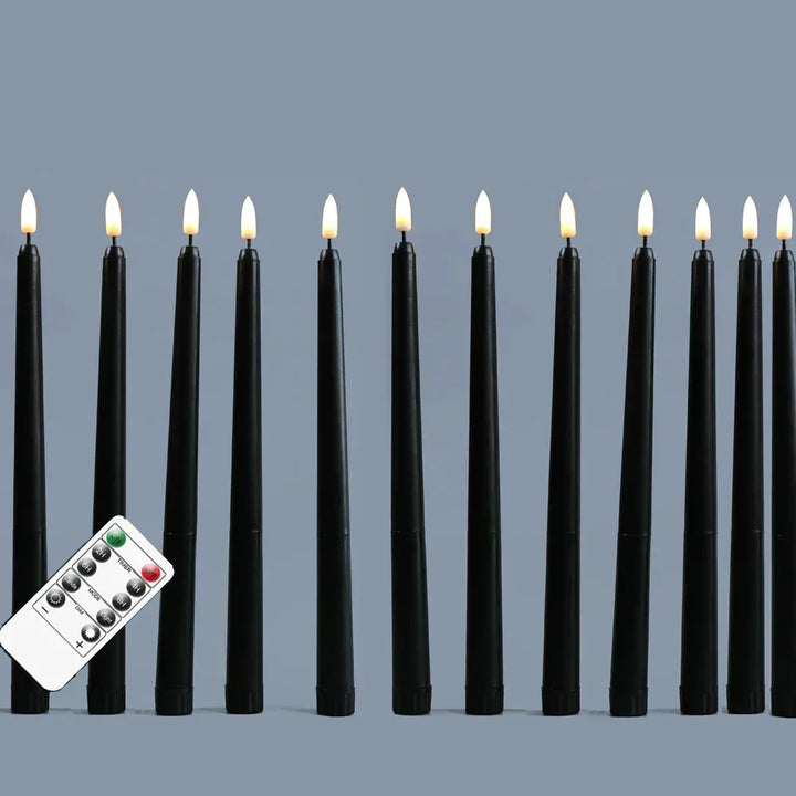Sorte LED Lys uden Flamme med Fjernbetjening