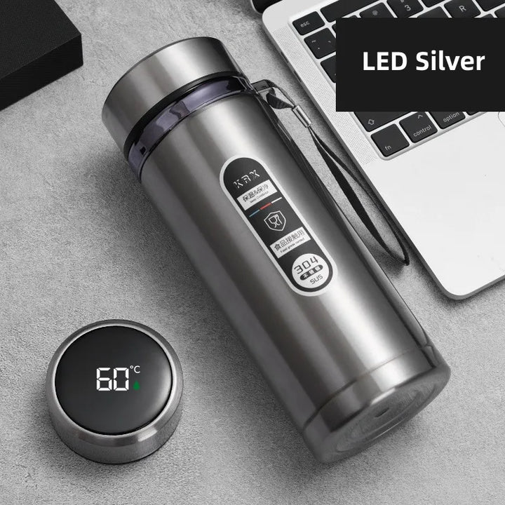 Rustfrit Stål Termoflaske med LED Temperaturdisplay, 500-1000 ml