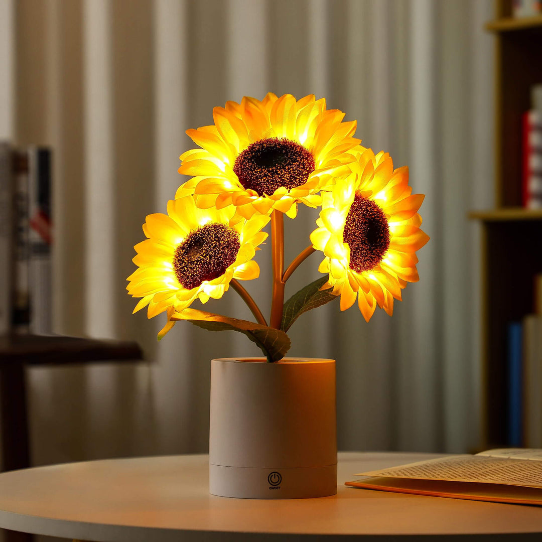 LED Solsikke Bordlampe med USB - Naturinspireret Belysning