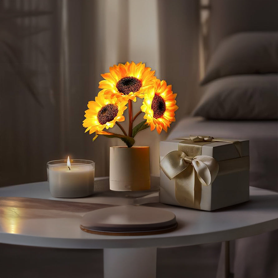 LED Solsikke Bordlampe med USB - Naturinspireret Belysning
