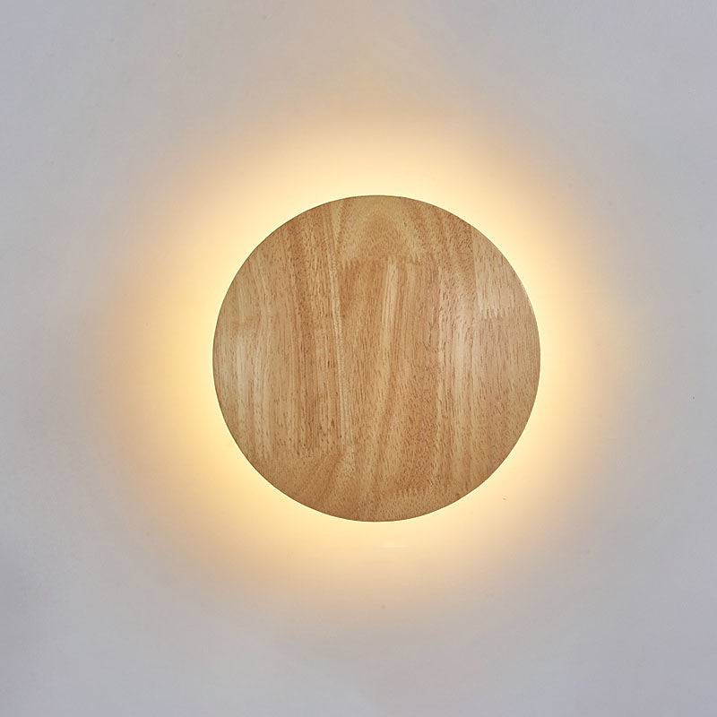 Minimalistisk Træ LED Væglampe i Rund og Oval Form