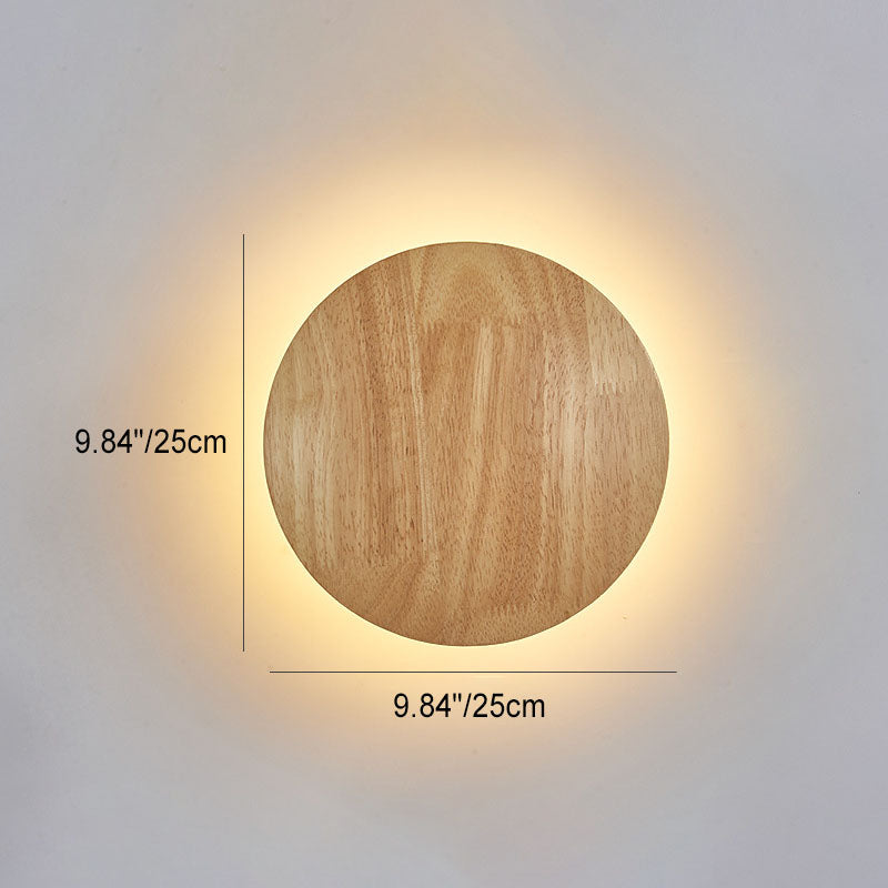 Minimalistisk Træ LED Væglampe i Rund og Oval Form