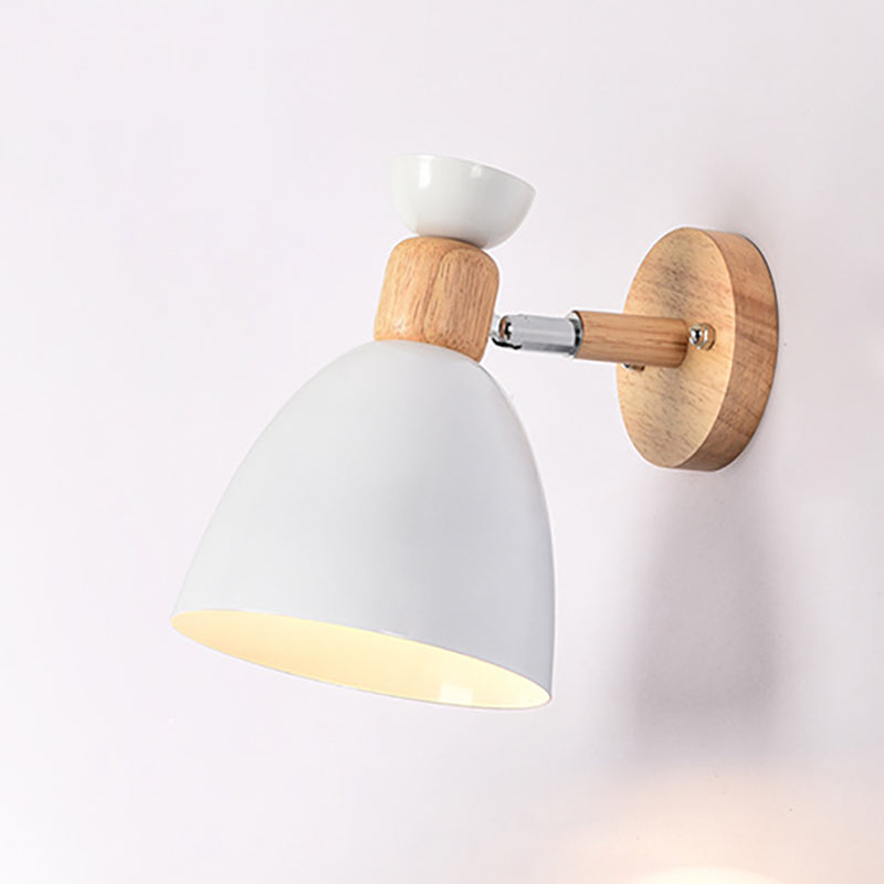 Rund Aluminium Væglampe med Træskærm - Minimalistisk Design