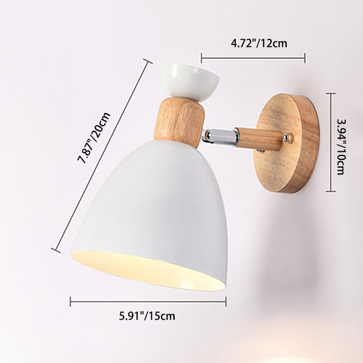 Rund Aluminium Væglampe med Træskærm - Minimalistisk Design