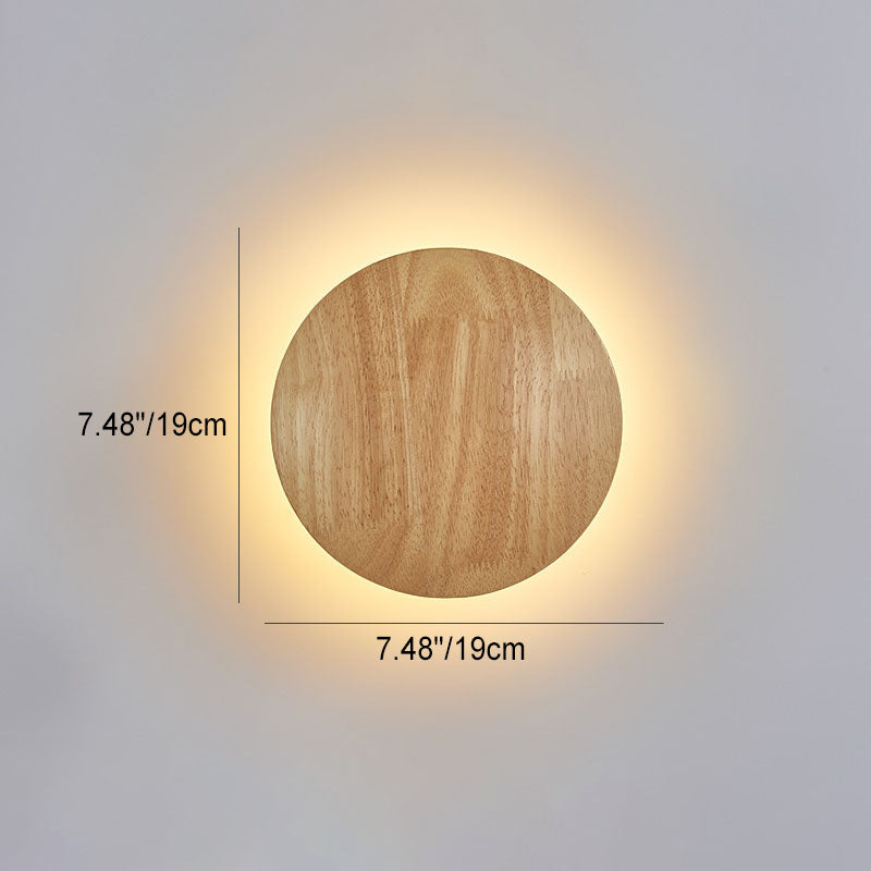 Minimalistisk Træ LED Væglampe i Rund og Oval Form