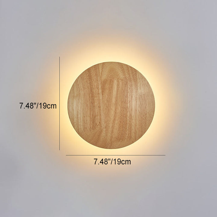 Minimalistisk Træ LED Væglampe i Rund og Oval Form