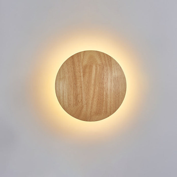 Minimalistisk Træ LED Væglampe i Rund og Oval Form
