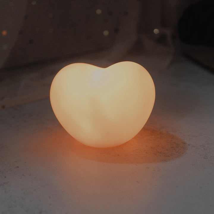 Hjerteformet Silikone LED Natlampe i Hvid og Rosa