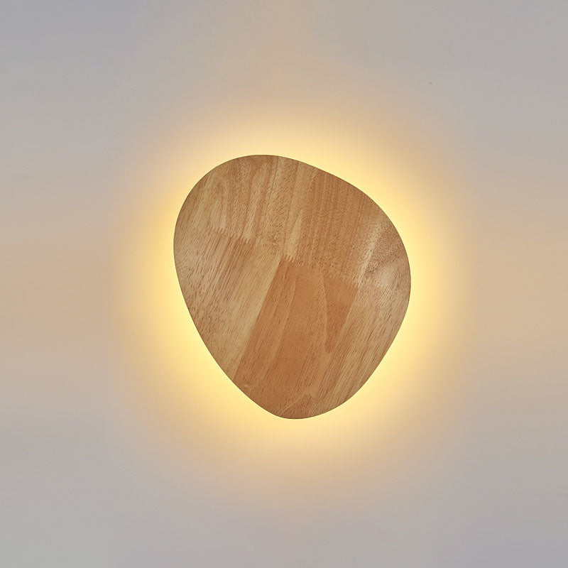 Minimalistisk Træ LED Væglampe i Rund og Oval Form