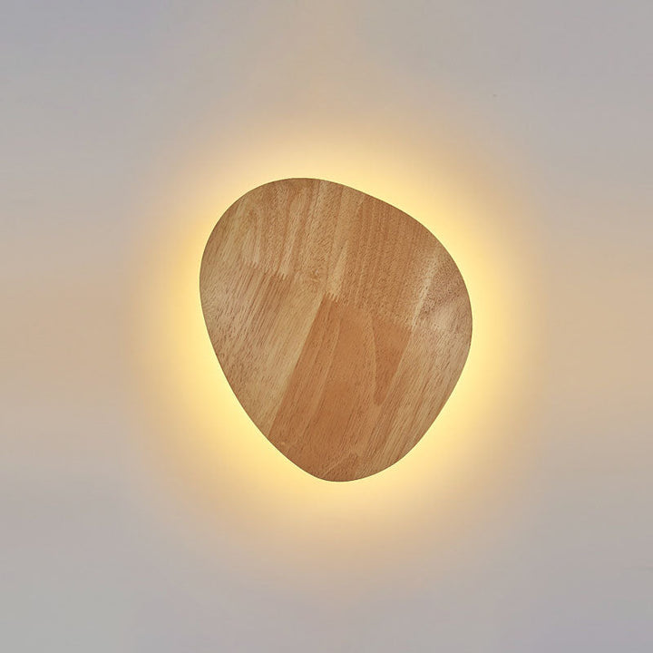 Minimalistisk Træ LED Væglampe i Rund og Oval Form