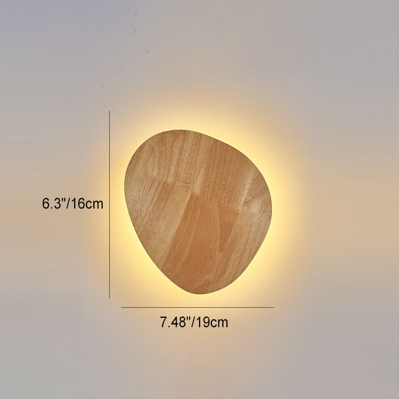 Minimalistisk Træ LED Væglampe i Rund og Oval Form