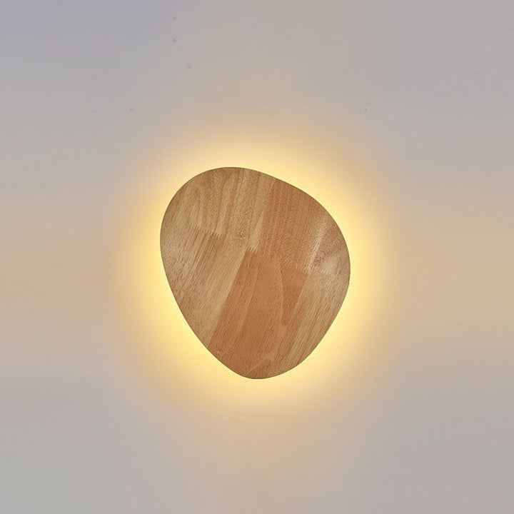 Minimalistisk Træ LED Væglampe i Rund og Oval Form