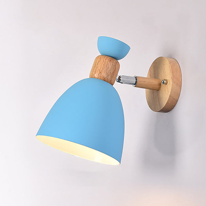 Rund Aluminium Væglampe med Træskærm - Minimalistisk Design