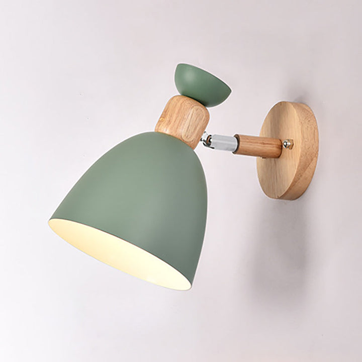 Rund Aluminium Væglampe med Træskærm - Minimalistisk Design
