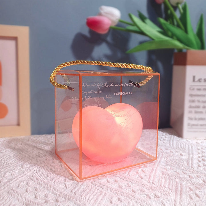 Hjerteformet Silikone LED Natlampe i Hvid og Rosa