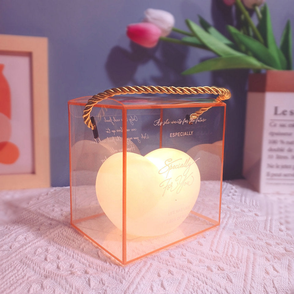 Hjerteformet Silikone LED Natlampe i Hvid og Rosa