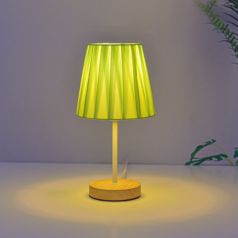 Moderne Træ- og Tekstil Bordlampe med Integreret LED