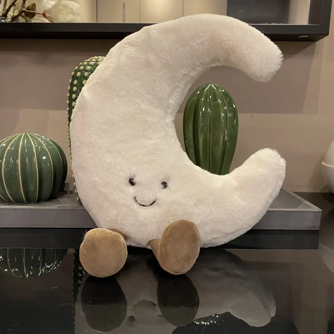 Måneskin og Stjerneskær Plys Puder med Fluffy Design