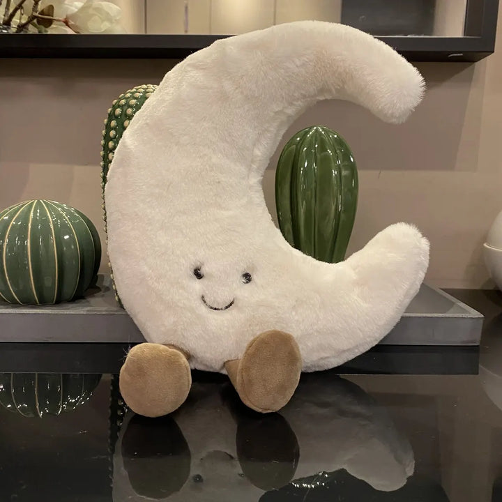 Måneskin og Stjerneskær Plys Puder med Fluffy Design