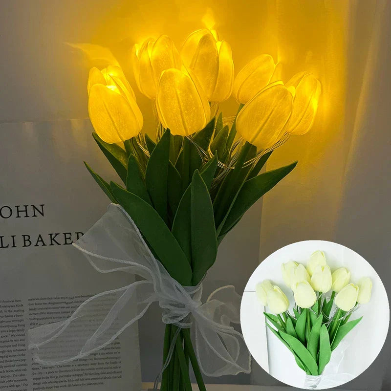 LED Faux Tulipan Bouquet Lampe til Bryllup og Hjemmedekoration