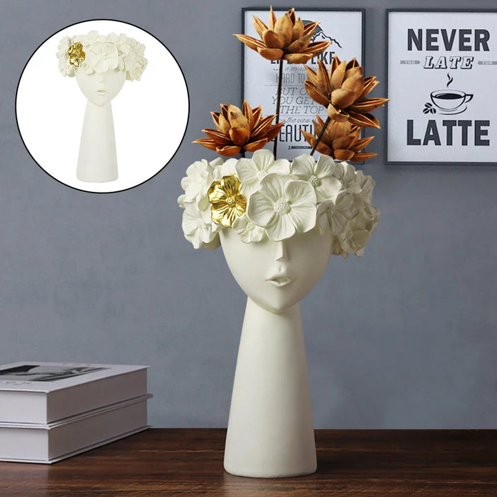 Moderne Harpiks Pige Ansigt Vase til Tørrede Blomster