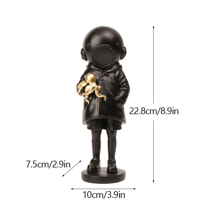 Håndlavet Banksy Blomsterkaster Harpiksskulptur 21,5 cm
