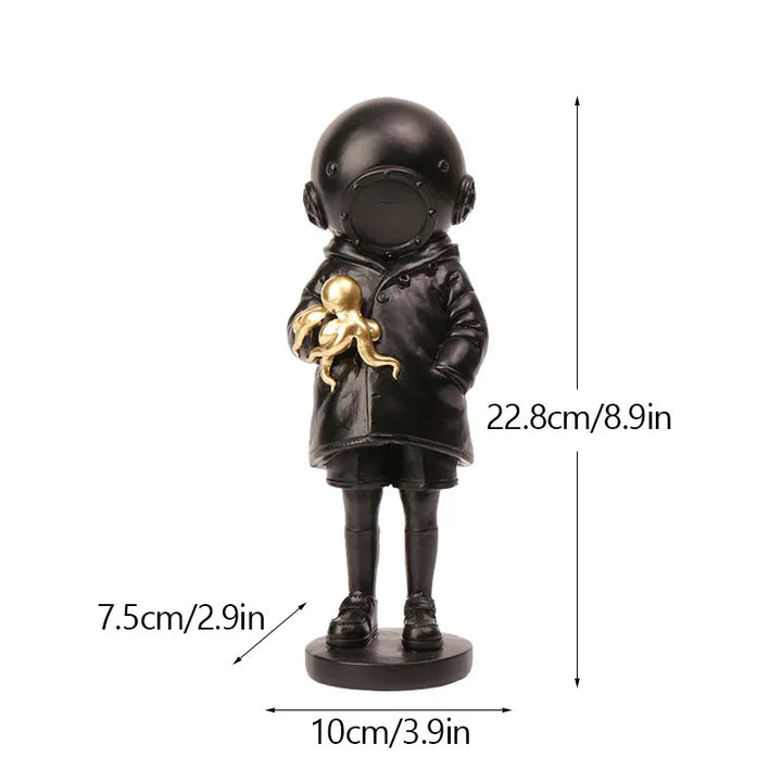 Håndlavet Banksy Blomsterkaster Harpiksskulptur 21,5 cm
