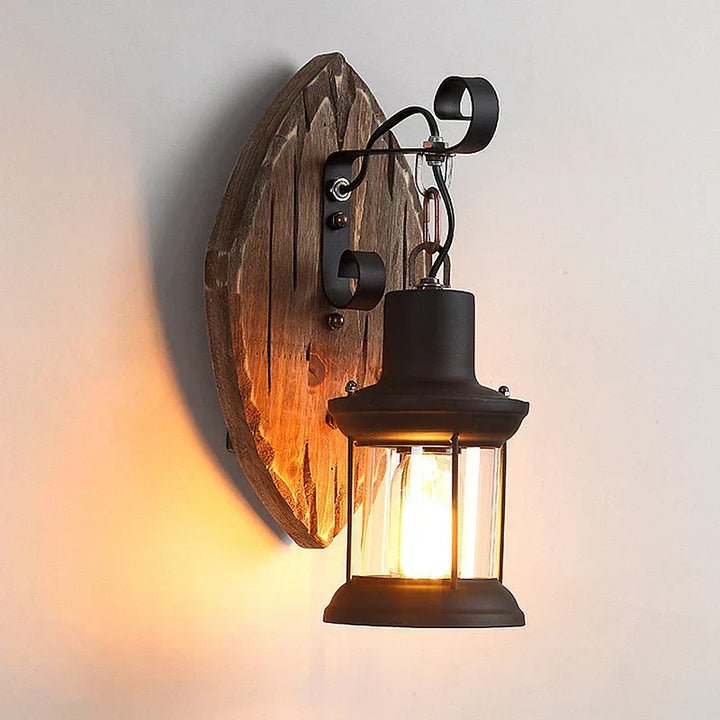 Vintage Industriel Væglampe med Metalbur og LED Belysning
