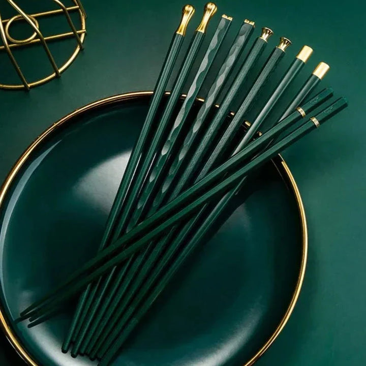 Elegant Legering Spisepinde Sæt - 5 Par, Holdbar og Hygiejnisk