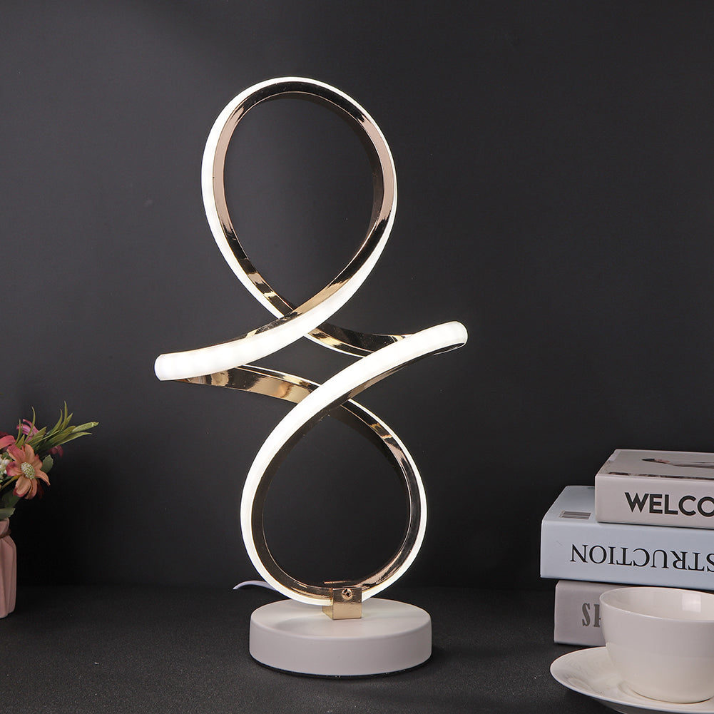 LED Spiral Bordlampe i Aluminium med Varmt Lys