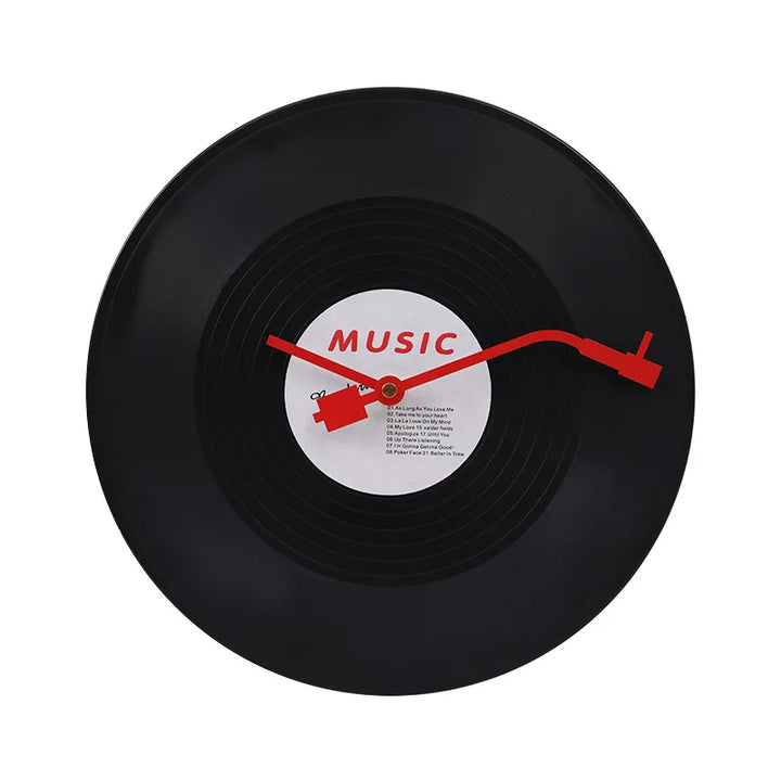 Vintage Vinyl Plade Vægur i Plast med Stille Drift