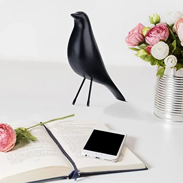 Elegant Harpiks Fugl Skulptur i Hvid Finish