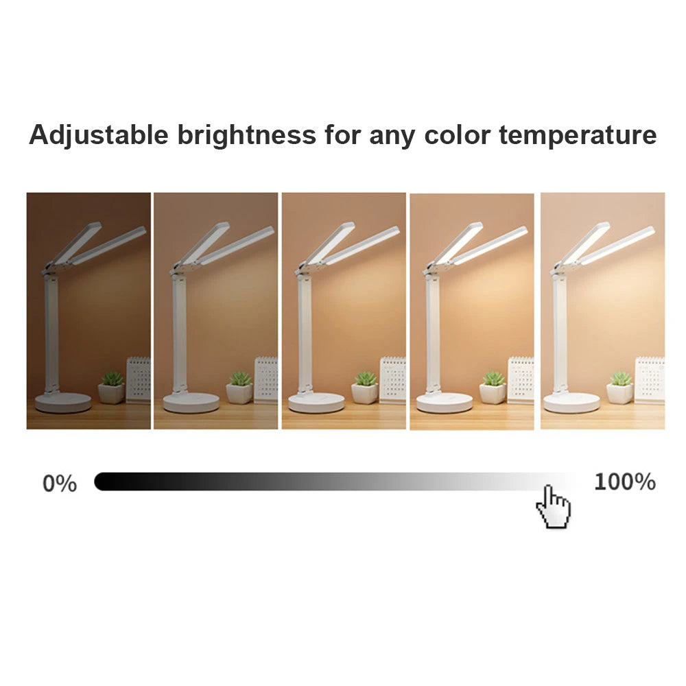 Justerbar Genopladelig LED Skrivebordslampe med Telefonholder
