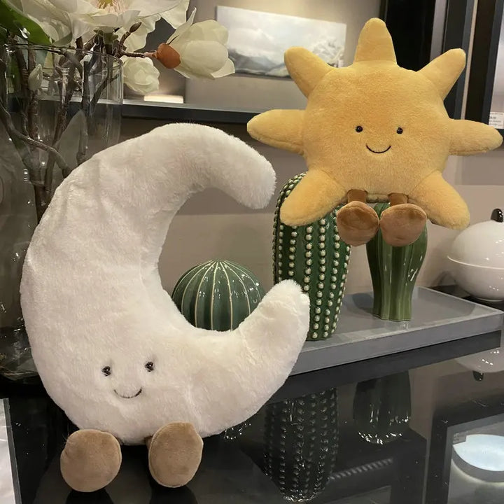 Måneskin og Stjerneskær Plys Puder med Fluffy Design